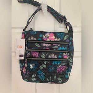 NWT Lug Breezer Bloom in Black Floral RFID Crossbody Bag